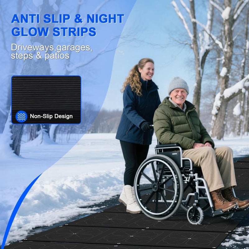 GEARBONE 10" x 30" Premium Heated Snow Melting Mat, TPO Material, -40°F Cold Resistance, 0.22" Thick Vehicle-Grade Ice Mat with Overload Protection & Thermostat, Non-Slip for Driveways, Walkways, Stairs - Image 3